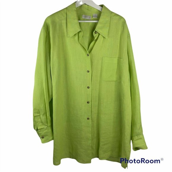 Liz Claiborne Tops - Elizabeth 100% Linen Shirt Long Sleeve Button Front Up Top Women’s Plus Size 22